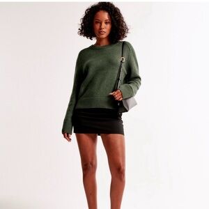 Abercrombie & Fitch Dark Green Madeline Cotton-Blend Crew Sweater